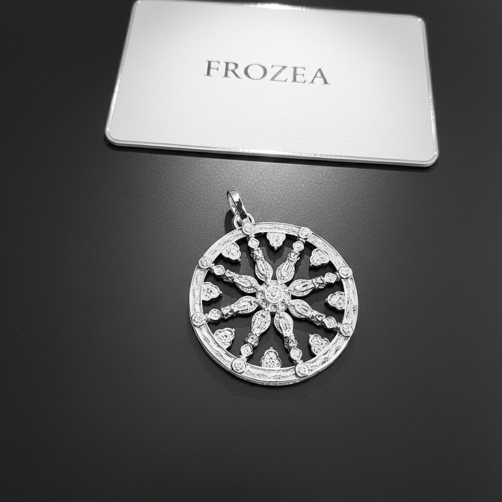 925er Silber Anhänger – Schwarzes Kristallrad „Karma Wheel” – Thomas Sabo Style