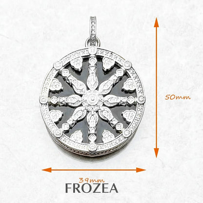 925er Silber Anhänger – Schwarzes Kristallrad „Karma Wheel” – Thomas Sabo Style