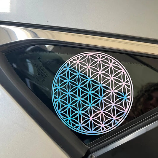 Blume des Lebens – Holografischer Auto-Aufkleber • Vinyl Sticker für Scheiben & Karosserie