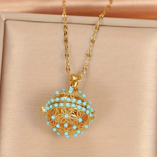 Luxuriöse Aromatherapie-Halskette mit floraler Oil-Painting-Anhängeroptik – Eleganter Palace-Style | Kreatives & persönliches Fashion-Accessoire für Frauen