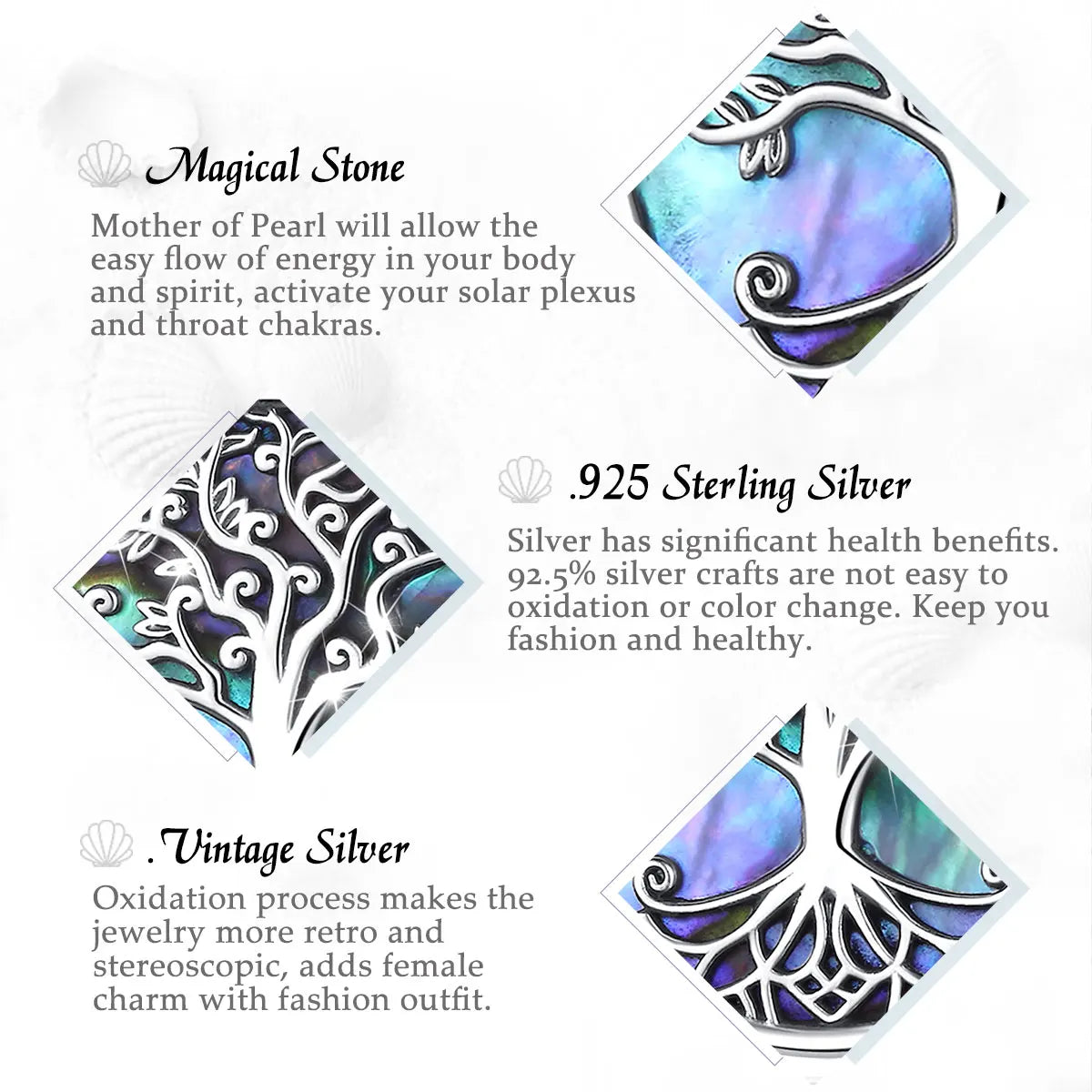 925er Silber Lebensbaum Anhänger aus Abalone – Thomas Sabo Style