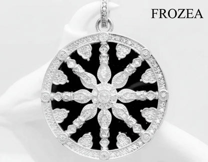 925er Silber Anhänger – Schwarzes Kristallrad „Karma Wheel” – Thomas Sabo Style