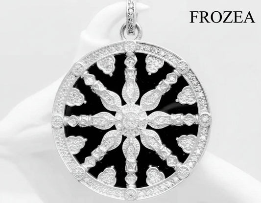925er Silber Anhänger – Schwarzes Kristallrad „Karma Wheel” – Thomas Sabo Style